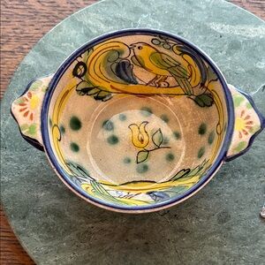 Vintage Hand-Painted Ceramic Bowl with Bird Design Made in Japan